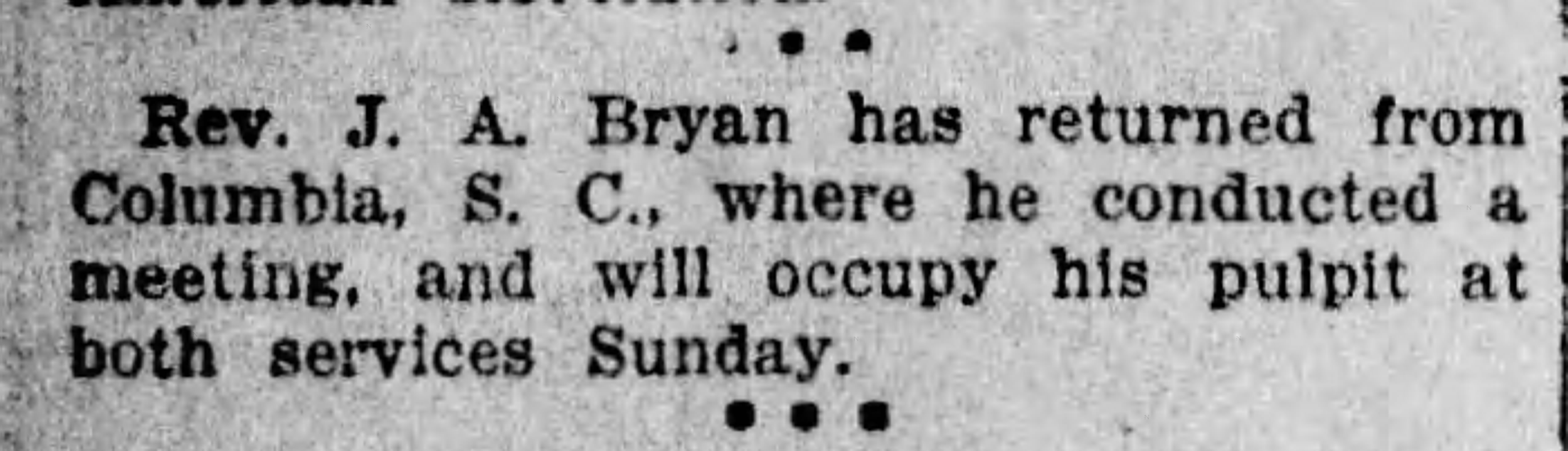 Returned from Columbia, SC